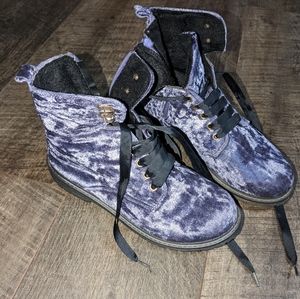 Olivia Miller crushed velvet combat boots